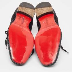 Christian Louboutin Black Suede and Embellished Velvet Greggo Oxfords Size 42