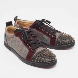 Christian Louboutin Tricolor Leather and Fabric Louis Junior Spikes Sneakers Size 41