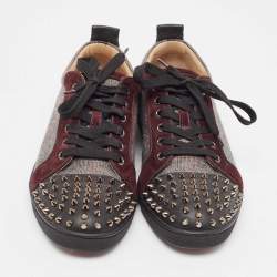 Christian Louboutin Tricolor Leather and Fabric Louis Junior Spikes Sneakers Size 41