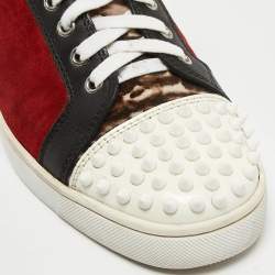 Christian Louboutin Multicolor Suede Louis Junior Spikes Low Top Sneakers Size 41