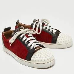 Christian Louboutin Multicolor Suede Louis Junior Spikes Low Top Sneakers Size 41