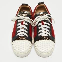 Christian Louboutin Multicolor Suede Louis Junior Spikes Low Top Sneakers Size 41