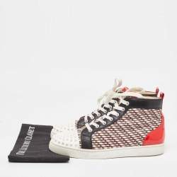 Christian Louboutin Patent Leather and Canvas Lou  Spikes Orlato High Top Sneakers Size 42.5