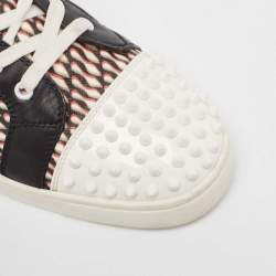 Christian Louboutin Patent Leather and Canvas Lou  Spikes Orlato High Top Sneakers Size 42.5