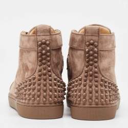 Christian Louboutin Brown Suede Lou Spike High Top Sneakers Size 40.5