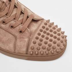 Christian Louboutin Brown Suede Lou Spike High Top Sneakers Size 40.5