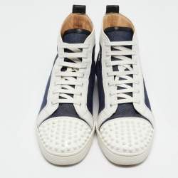 Christian Louboutin Denim and Leather Lou Degra Spiked High Top Sneakers Size 42.5