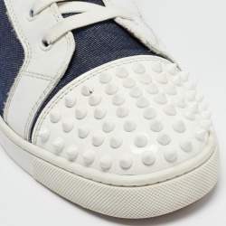 Christian Louboutin Denim and Leather Lou Degra Spiked High Top Sneakers Size 42.5