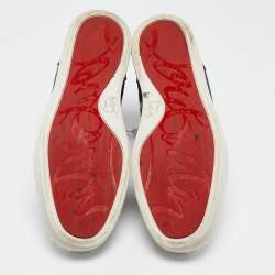 Christian Louboutin Denim and Leather Lou Degra Spiked High Top Sneakers Size 42.5