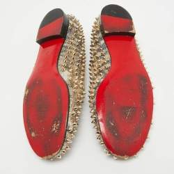 Christian Louboutin Metallic Glitter Dandelion Spikes Loafers Size 40