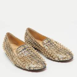 Christian Louboutin Metallic Glitter Dandelion Spikes Loafers Size 40