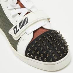 Pre Owned Christian Louboutin Multicolor Leather Lou Spike High Top Sneakers Size 42