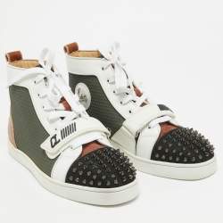 Pre Owned Christian Louboutin Multicolor Leather Lou Spike High Top Sneakers Size 42