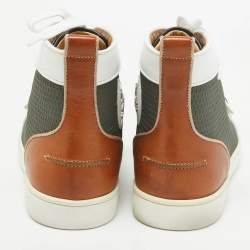 Pre Owned Christian Louboutin Multicolor Leather Lou Spike High Top Sneakers Size 42