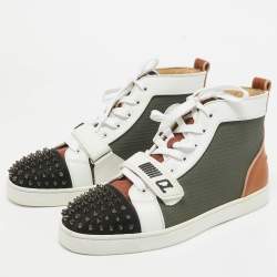 Pre Owned Christian Louboutin Multicolor Leather Lou Spike High Top Sneakers Size 42