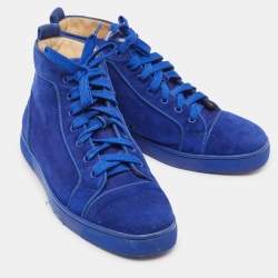 Christian Louboutin Blue Suede Leather High Top Sneakers Size 42