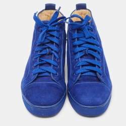 Christian Louboutin Blue Suede Leather High Top Sneakers Size 42