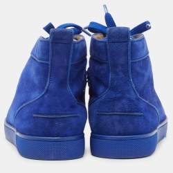 Christian Louboutin Blue Suede Leather High Top Sneakers Size 42