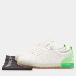 Pre Owned Christian Louboutin White/Green Leather Fun Vieira Low Top Sneakers Size 43