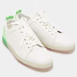 Pre Owned Christian Louboutin White/Green Leather Fun Vieira Low Top Sneakers Size 43