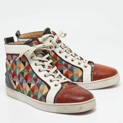 Christian Louboutin Multicolor Printed Canvas and Leather Louis Orlato Sneakers Size 45.5