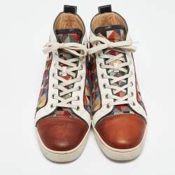 Christian Louboutin Multicolor Printed Canvas and Leather Louis Orlato Sneakers Size 45.5