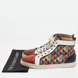 Christian Louboutin Multicolor Printed Canvas and Leather Louis Orlato Sneakers Size 45.5