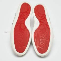 Christian Louboutin Green/White Suede and Canvas Louis Junior Sneakers Size 45