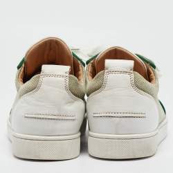 Christian Louboutin Green/White Suede and Canvas Louis Junior Sneakers Size 45