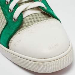 Christian Louboutin Green/White Suede and Canvas Louis Junior Sneakers Size 45