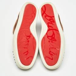 مملوكة مسبقًا Christian Louboutin Brown Suede Lou Spikes Sneakers Size 44