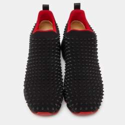 Christian Louboutin Black Neoprene Spike Sock Slip On Sneakers Size 41