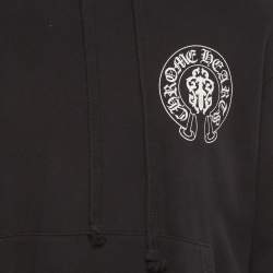 Pre Owned Chrome Hearts Black Horseshoe Logo Cotton Knit Hoodie XS