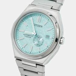 Pre Owned Citizen Zenshin NJ0180-80M Aqua Blue Dial Duratect / Super Titanium Men's Wristwatch 40.50 mm
