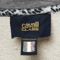 Class by Roberto Cavalli Grey Applique Cotton Zip-Up Hoodie L