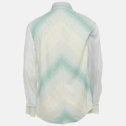 Pre Owned Class by Roberto Cavalli White Stripe Cotton Embroidery Detail Button Front Shirt XXL