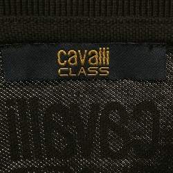 مملوكة مسبقًا تي شيرت كلاس باي روبرتو كافالي قطن تريكو رصاصي فحمي نمط منقط كبير جدًا - إكس لارج