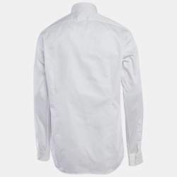 Pre Owned قمص كلاس باي روبرتو كافالي بتطريز تفاصيل قطن أبيض بأزرار أمامية مقاس كبير جدًا - إكس إكس لارج