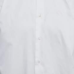 Pre Owned قمص كلاس باي روبرتو كافالي بتطريز تفاصيل قطن أبيض بأزرار أمامية مقاس كبير جدًا - إكس إكس لارج