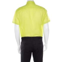 Class by Roberto Cavalli Neon Green Cotton Button Front Shirt XXL