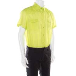 Class by Roberto Cavalli Neon Green Cotton Button Front Shirt XXL