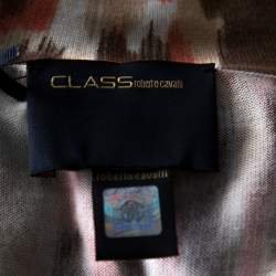 مملوكة مسبقًا Class by Roberto Cavalli Brown Ikkat Leopard Print Cotton Polo T-Shirt S