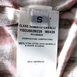 مملوكة مسبقًا Class by Roberto Cavalli Brown Ikkat Leopard Print Cotton Polo T-Shirt S