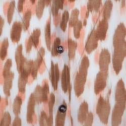 Class by Roberto Cavalli Brown Ikkat Leopard Print Cotton Short Sleeve Shirt S