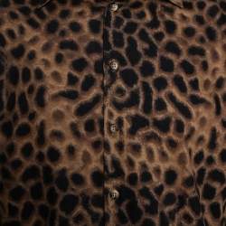 Pre Owned Class by Roberto Cavalli Brown Cotton Animal Print Shirt L