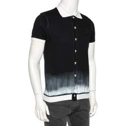Class by Roberto Cavalli Black Printed Cotton Button Front T-Shirt M