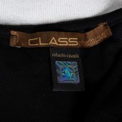 Class by Roberto Cavalli Black Printed Cotton Button Front T-Shirt M