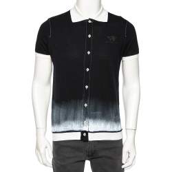 Class by Roberto Cavalli Black Printed Cotton Button Front T-Shirt M