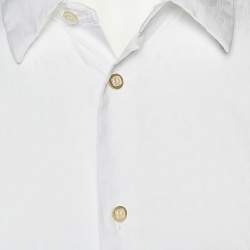 Class by Roberto Cavalli White Cotton Jacquard Button Front Shirt 3XL