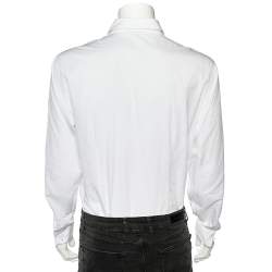 Class by Roberto Cavalli White Cotton Jacquard Button Front Shirt 3XL